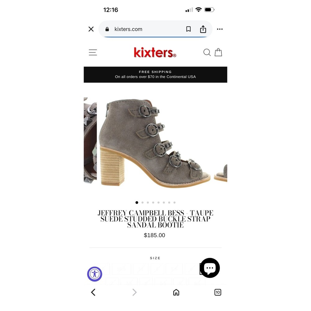 JEFFREY CAMPBELL BESS - TAUPE SUEDE STUDDED BUCKLE STRAP SANDAL BOOTIE - Picture 11 of 11